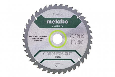 METABO Pilový kotouč   216 x 30 mm, 40 zubů, 5°CordlessCutClassic  628065000