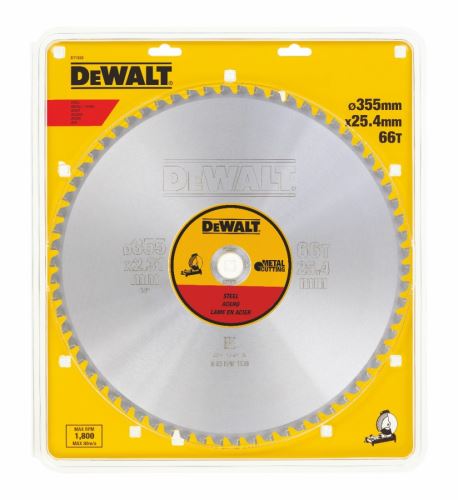 DeWALT pilový kotouč pro řezání oceli, 355 x 25,4 mm, 66 zubů DT1926