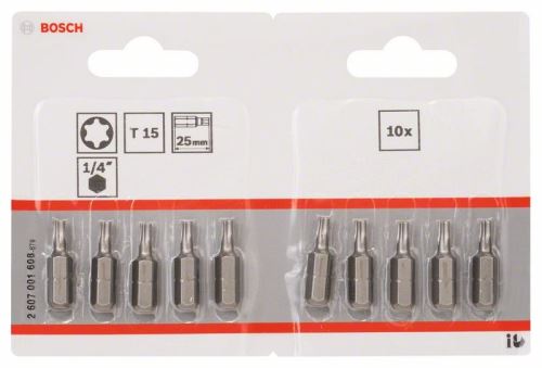 BOSCH Šroubovací bit zvlášť tvrdý Extra-Hart T15, 25 mm (10 ks) 2607001608