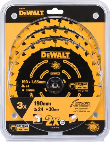 DeWALT Sada pilových kotoučů (DT10304) 190 x 30 mm, 24 zubů (3 ks) DT10399