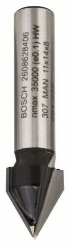 BOSCH Drážkovací fréza tvaru V 8 mm, D1 11 mm, L 14 mm, G 45 mm, 60° 2608628406