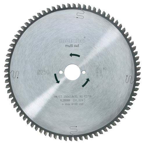 METABO Pilový kotouč "multi cut - professional", 250 x 30 mm, 80 zubů, 5° neg 628088000