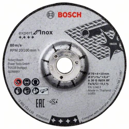 BOSCH Brusný kotouč 76 × 4 × 10 mm, 2 ks, Expert for INOX A 30 Q INOX BF; 76mm; 4mm; 10mm 2608601705