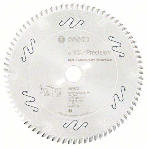 BOSCH Pilový kotouč do okružních pil Top Precision Best for Laminated Panel Abrasive 250 x 30 x 3,2 mm, 80 2608642109