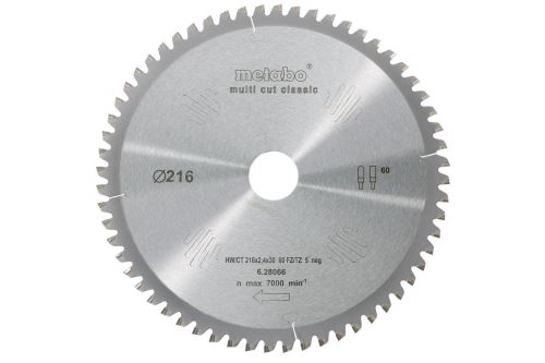 METABO Pilový kotouč HW/CT 216 x 30 mm, 60 zubů 628066000