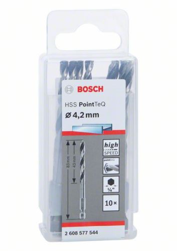 BOSCH Vrták do kovu HSS PointTeQ HEX se 6hrannou stopkou; 4.2 mm 2608577544