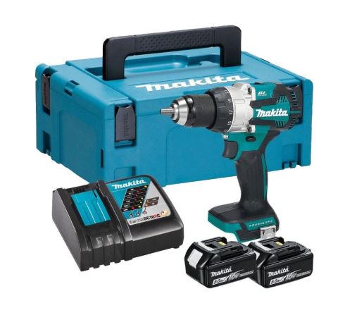 Makita Aku bezuhlíkový příklepový šroubovák Li-ion LXT 18V 5,0 Ah, Makpac DHP489RTJ