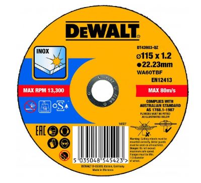 DeWALT Řezný kotouč na nerezovou ocel 115 x 22,2 x 1,2 mm DT43903