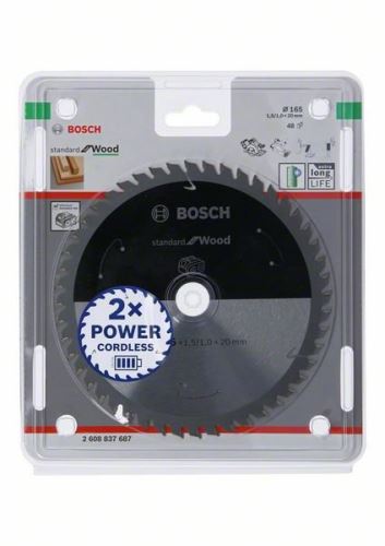 BOSCH Pilový kotouč pro aku pily, Standard for Wood, 165x20x1,5/1,0x48T 2608837687