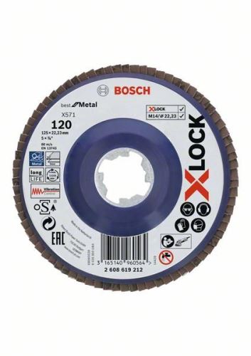 BOSCH X-LOCK Lamelové brusné kotouče Best for Metal systému Ø 125 mm, G 120, X571, rovná verze, plast 2608619212