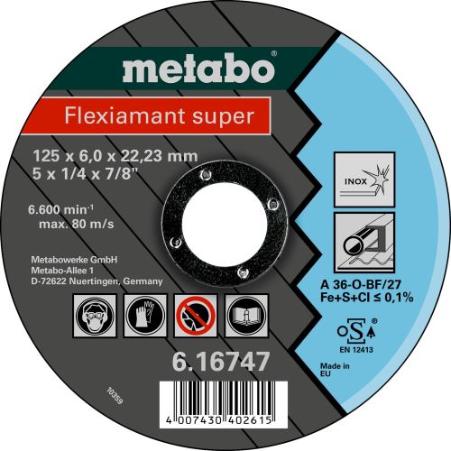 METABO Brusný kotouč - nerezová ocel 125x6x22,2 mm 616747000