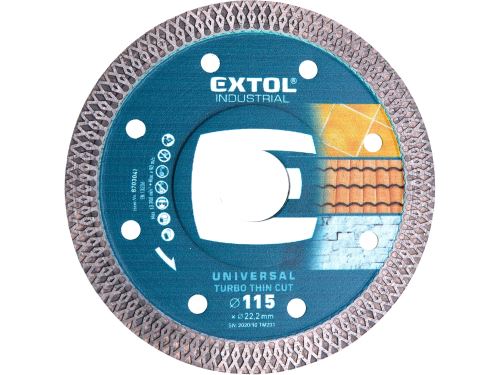 EXTOL INDUSTRIAL kotouč diamantový řezný, turbo Thin Cut, suché i mokré řezání, O 115x22,2x1,5mm 8703041