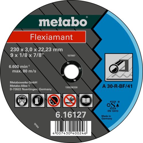 METABO Řezný kotouč - ocel-FLEXIAMANT 180x3,0x22,2 rovný 616123000