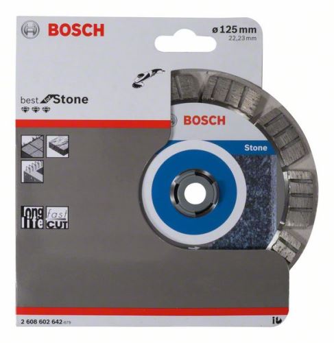 BOSCH Diamantový dělicí kotouč Best for Stone 125 x 22,23 x 2,2 x 12 mm 2608602642