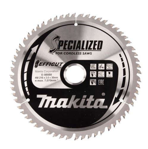 MAKITA kotouč pilový dřevo Efficut 216x2x30 mm 60 zubů E-08888