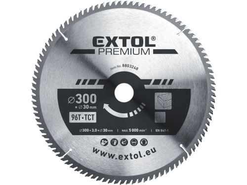 EXTOL PREMIUM kotouč pilový s SK plátky, O 300x3,0x30mm, 96T 8803248