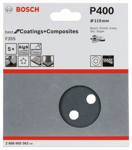 BOSCH Brusný papír F355, balení 5 ks 115 mm, 400 2608605562