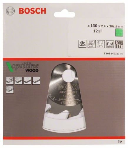 BOSCH Pilový kotouč Optiline Wood 130 x 20/16 x 2,4 mm, 12 2608641167