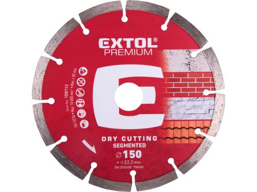 EXTOL PREMIUM kotouč diamantový řezný segmentový - suché řezání, O 150x22,2x2,3mm 108713