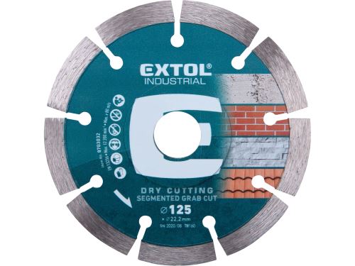 EXTOL INDUSTRIAL kotouč diamantový řezný segmentový Grab Cut, suché řezání, O 125x22,2x2mm 8703032