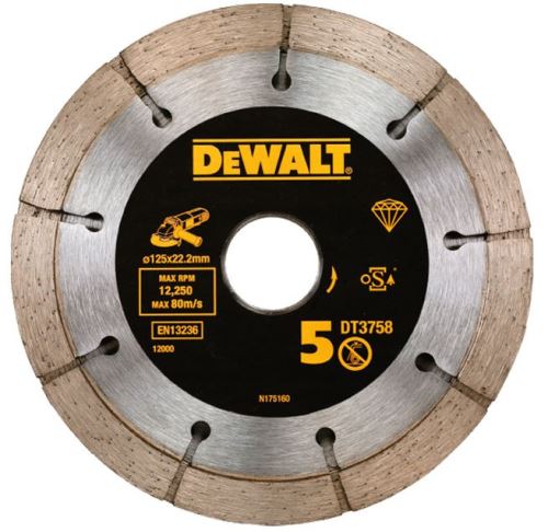 DeWALT Diamantový kotouč do drážkovací frézy, dvojitý, 125 mm (výška segmentu 6,3 mm) DT3758