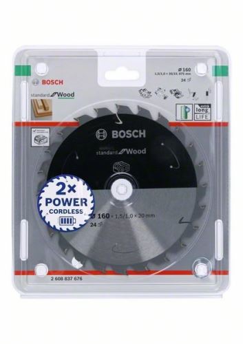 BOSCH Pilový kotouč pro aku pily; Standard for Wood 160x20/15,875x1,5/1,0x24T 2608837676