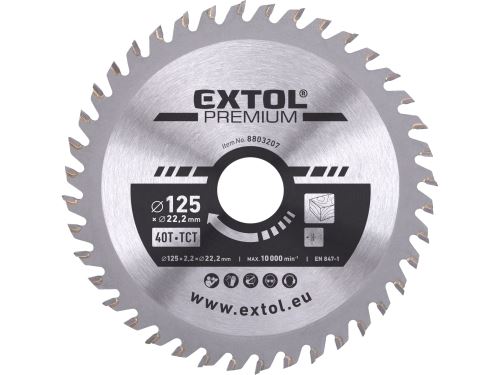 EXTOL PREMIUM kotouč pilový s SK plátky, O125x2,2x22,2mm, 40T 8803207