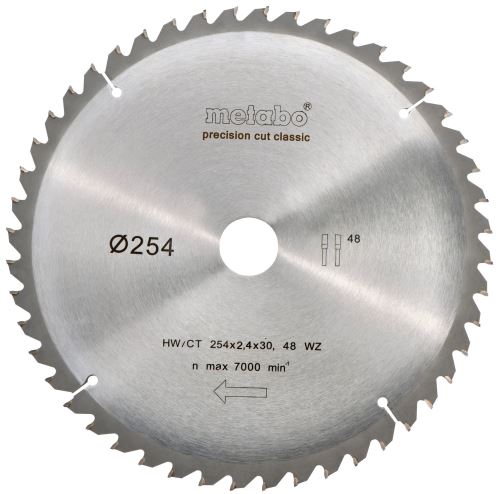 METABO Pilový kotouč HW/CT 254 x 30 mm, 48 zubů, 5 neg 628061000