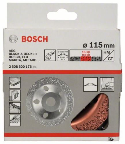 BOSCH Hrncový kotouč z tvrdokovu 115 x 22,23 mm; střední, plochý 2608600176