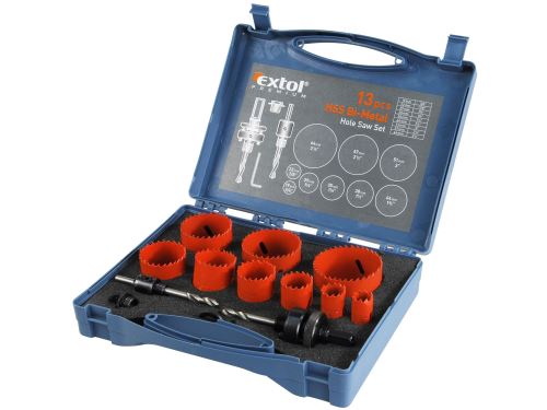 EXTOL PREMIUM Vrtáky korunkové, univerzální, 9 průměrů ∅19-64mm, HSS/Bi-metal 8801604