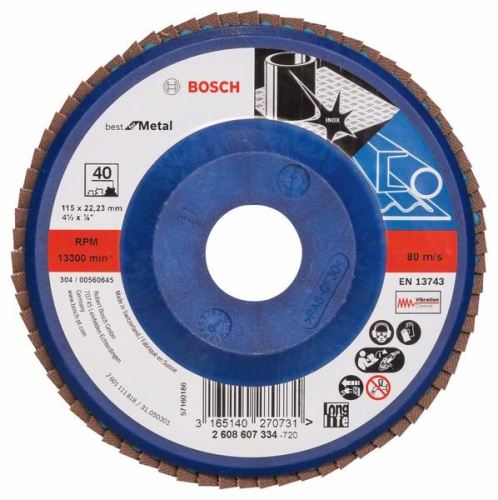 BOSCH Lamelový brusný kotouč X571, Best for Metal D = 115 mm; G = 40, rovný 2608607334