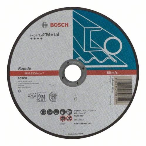 BOSCH Dělicí kotouč rovný Expert for Metal – Rapido AS 46 T BF, 180 mm, 1,6 mm 2608603399