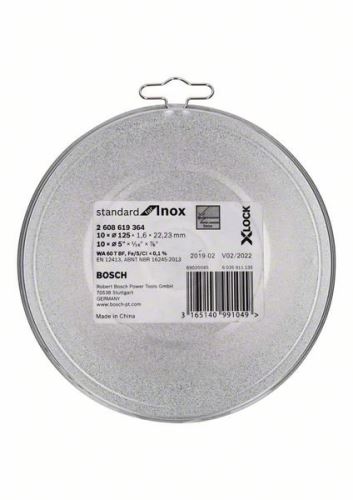 BOSCH X-LOCK Plochý řezací kotouč Standard for Inox 10×125×1,6×22,23 mm 2608619364