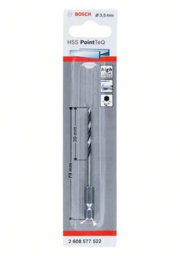 BOSCH Vrták do kovu HSS PointTeQ HEX se 6hrannou stopkou; 3.5 mm (5 ks) 2608577522