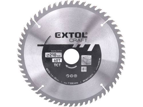 EXTOL CRAFT kotouč pilový s SK plátky, O 210x2,4x30mm, 60T 19110