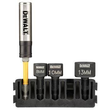 DeWALT Sada držáků a utahovacích hlavic (5 ks) / držák na bity + utahovací hlavice 8mm, 10mm, 13mm + držák bitů Torsion DT70826