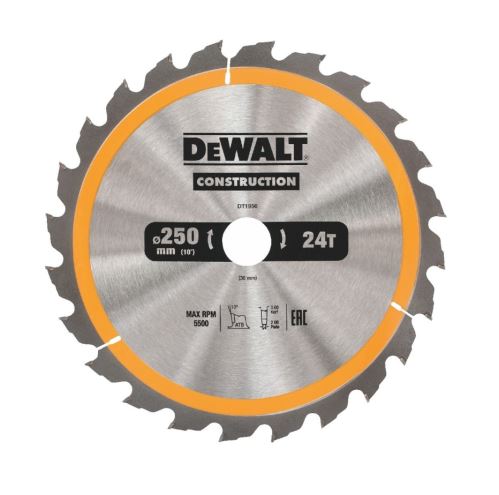 DeWALT Pilový kotouč (ideální pro pily FLEXVOLT) ATB 10°, 250 x 30 mm, 24 zubů DT1956