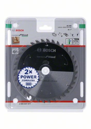 BOSCH Pilový kotouč pro aku pily; Standard for Wood 160x20/15,875x1,5/1,0x36T 2608837677