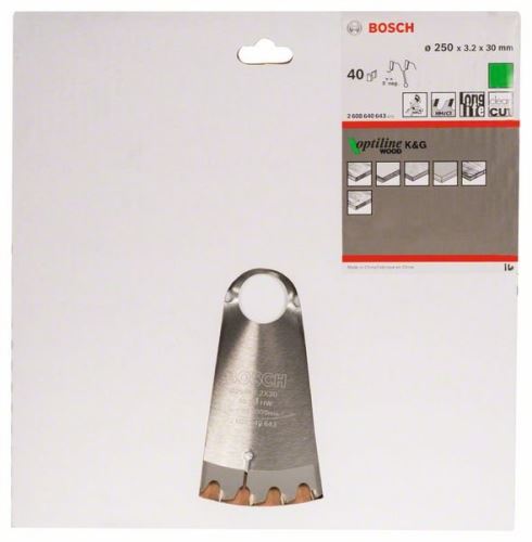 BOSCH Pilový kotouč Optiline Wood 250 x 30 x 3,2 mm, 40 2608640643