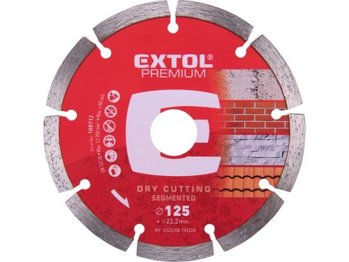 EXTOL PREMIUM kotouč diamantový řezný segmentový - suché řezání, O 125x22,2x2mm 108712