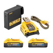 DeWalt 18V 2x5,0Ah Li-Ion PowerStack s USB adaptérem a nabíječkou DCB094 v krabici DCB094H2