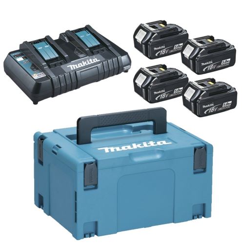 MAKITA sada Li-ion LXT 18V 4 ks BL1850B+1 ks DvojnabíječkaDC18RD+1 ks Makpac 197626-8