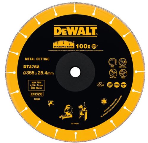 DeWALT Diamantový kotouč 355 × 25,4 mm pro rozbrusky DT3752