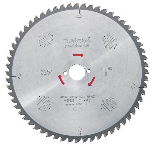 METABO Pilový kotouč "precision cut wood - professional", 210 x 30 mm, 40 zubů, 3° 628037000