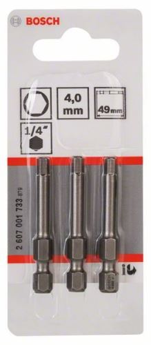 BOSCH Šroubovací bit zvlášť tvrdý Extra-Hart HEX 4, 49 mm (3 ks) 2607001733