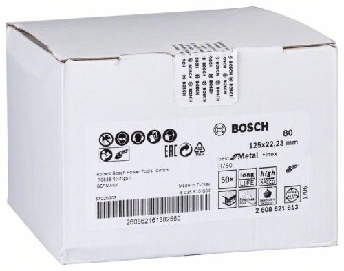 BOSCH Fíbrový brusný kotouč R780, Best for Metal + Inox 115 × 22,23 mm, G36 2608621604