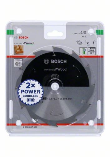 BOSCH Pilový kotouč pro aku pily; Standard for Wood 165x15,875x1,5/1,0x12T 2608837680