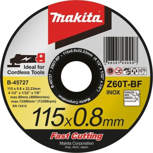 MAKITA Kotouč řezný 115×0,8×22.23 mm nerez B-45727