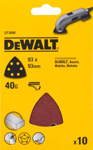 DeWALT Brusný papír 93 x 93 mm, P40 suchý zip, (10 ks) DT3090