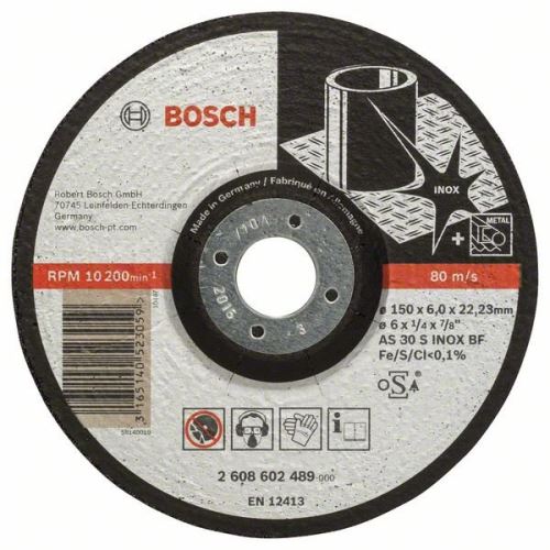 BOSCH Hrubovací kotouč profilovaný Expert for Inox AS 30 S INOX BF, 150 mm, 6,0 mm 2608602489